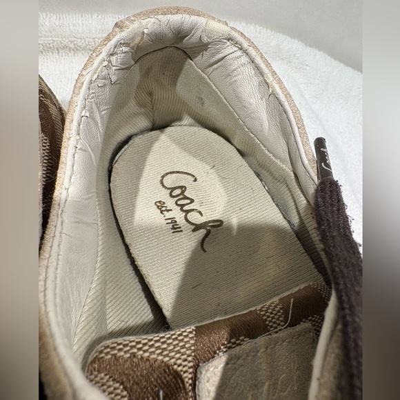 COACH Beyla Sneakers Khaki Signature Jacquard Suede Tennis Shoes Size 7 Brown - Picture 7 of 9